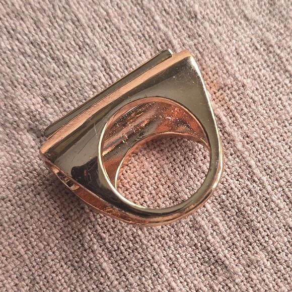 Gold Statement Ring with Clear Gemstone - Picture 2 of 5